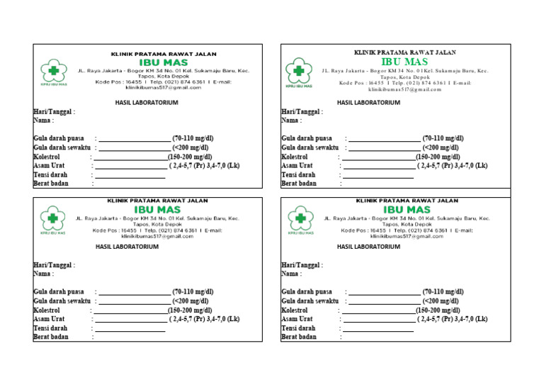 Hasil Lab Klinik Ibu Mas | PDF
