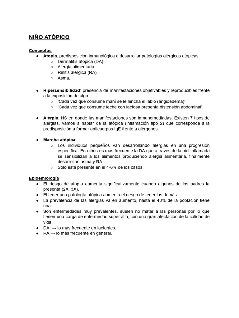 Atopia Infantil: Guía y Manejo | PDF | Alergia | Medicina