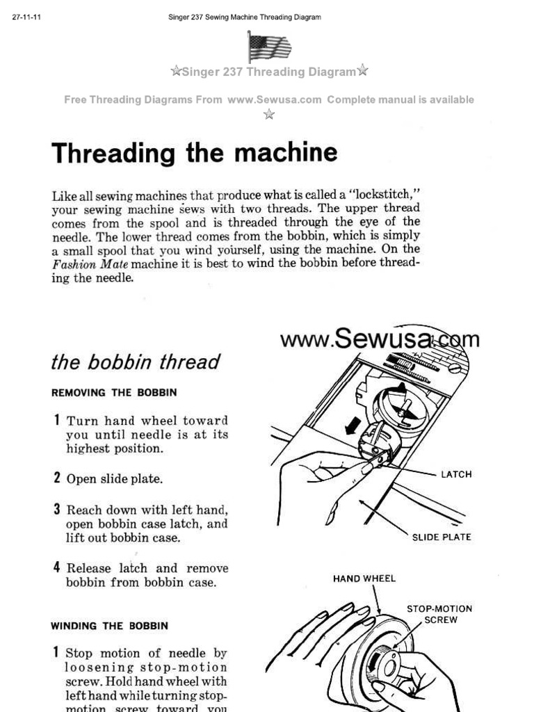 Singer 237 Sewing Machine Threading Diagram PDF