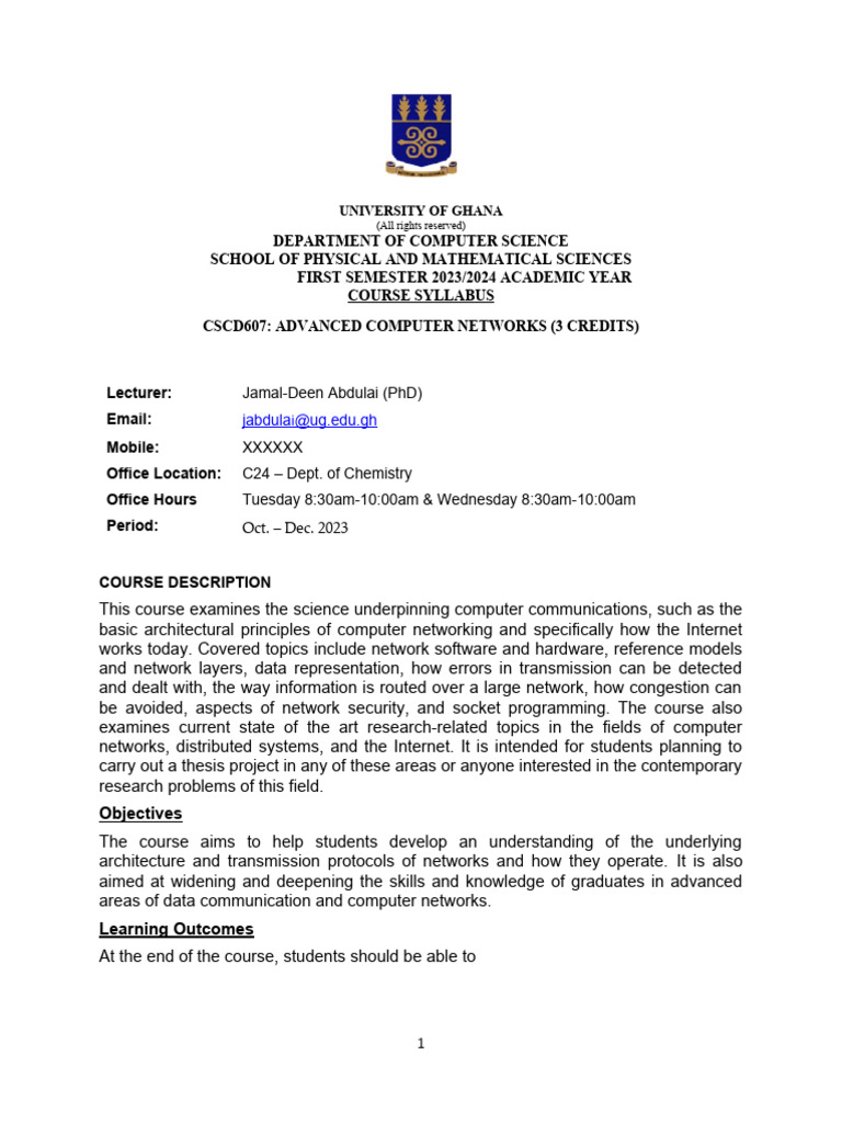 Course outline cscd 607 advanced computer networks pdf computer