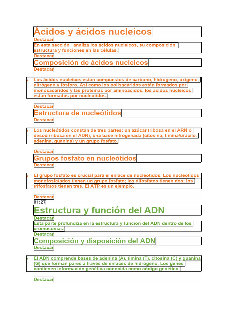 Estructura y funciones de ácidos nucleicos | PDF | Ácidos nucleicos | Rna