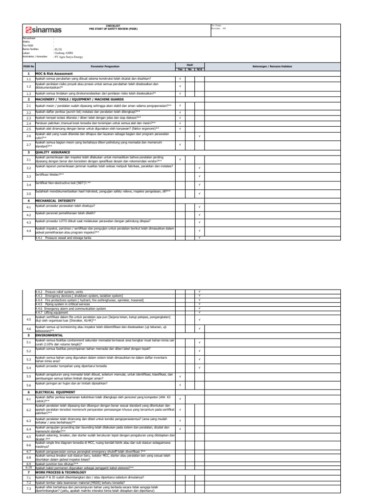 Checklist PSSR untuk PLTS ASRS | PDF