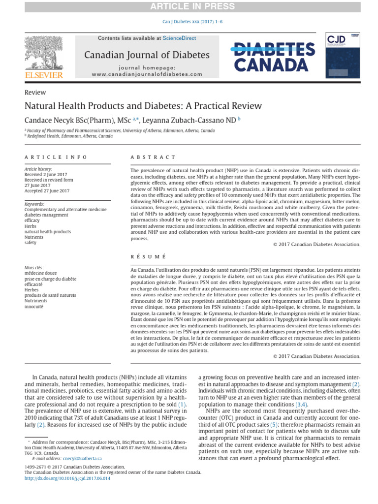 NHPs for Diabetes Management Review | PDF | Glycated Hemoglobin ...