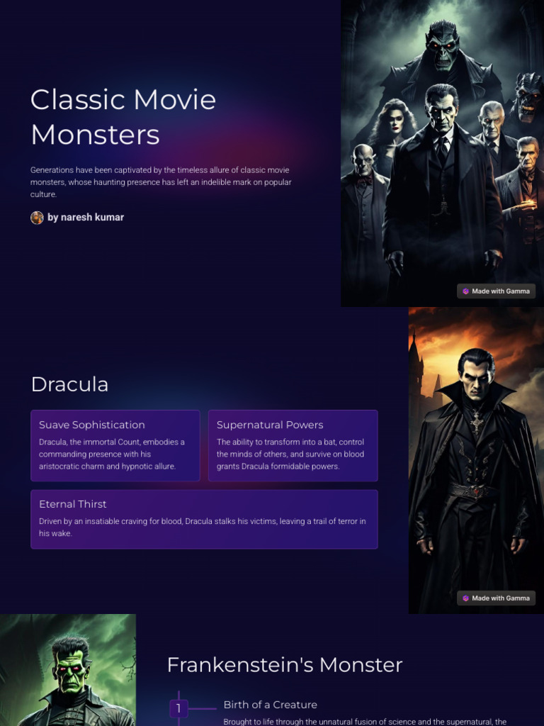Classic Movie Monsters Explained | PDF | Monsters | Count Dracula