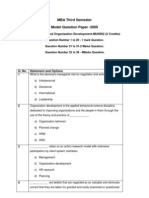 MBA Third Semester Model Question Paper - 2009: Management and Organization Development-MU0002 (2 Credits)
