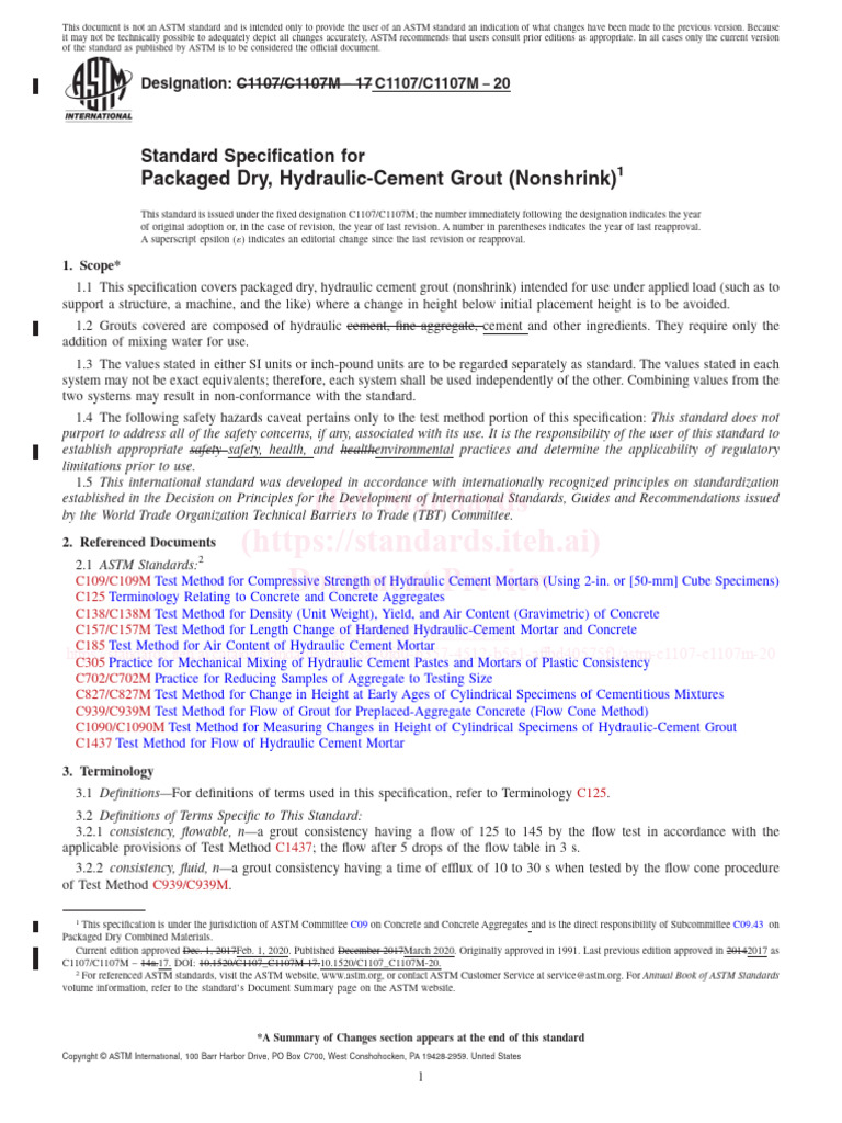 Astm c1107 c1107m 20 pdf concrete cement