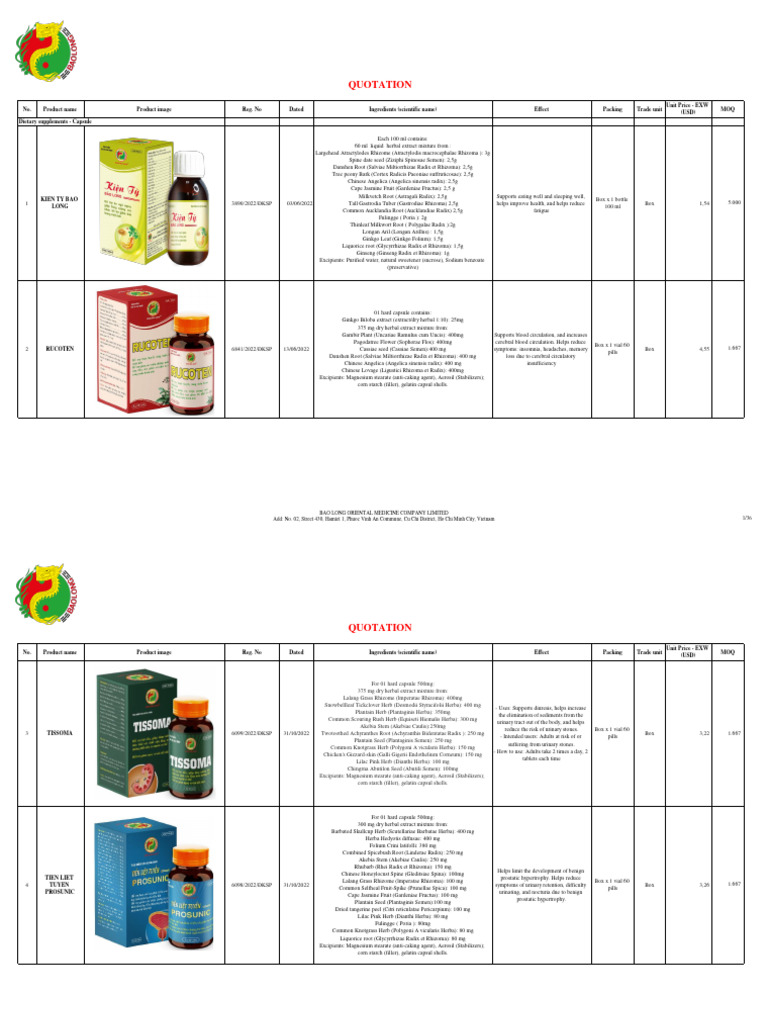 Herbal Supplements Product Overview | PDF | Lung