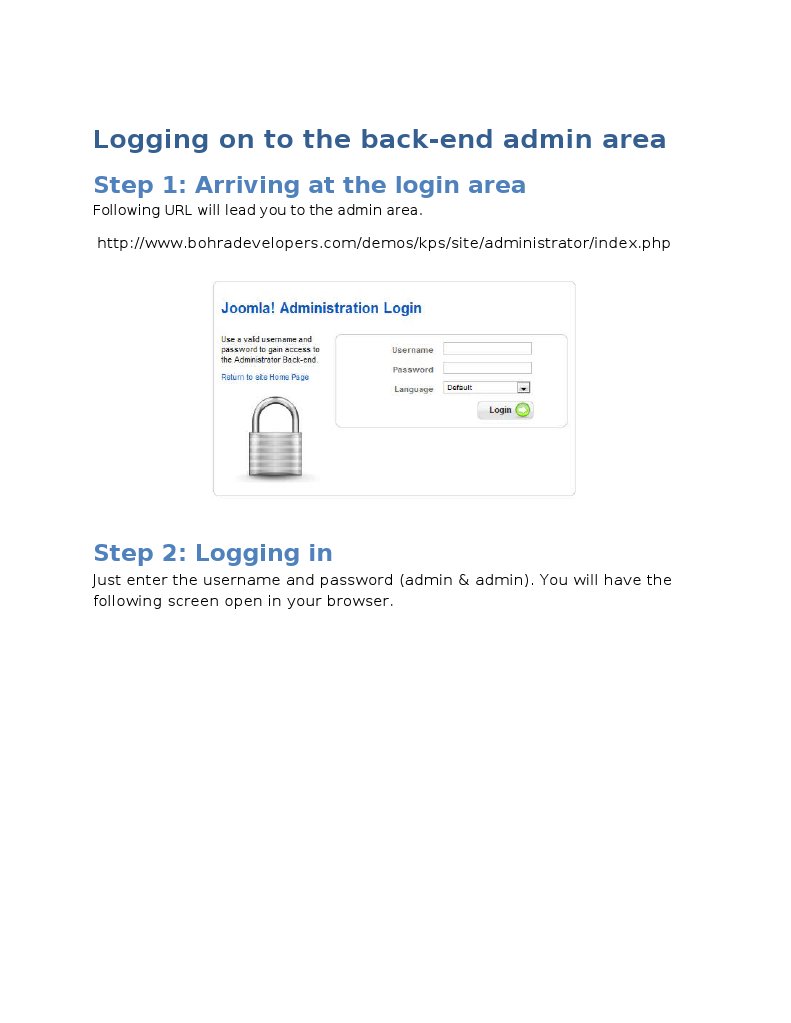 Logging On To The Back-End Admin Area | PDF | Home Page | Html