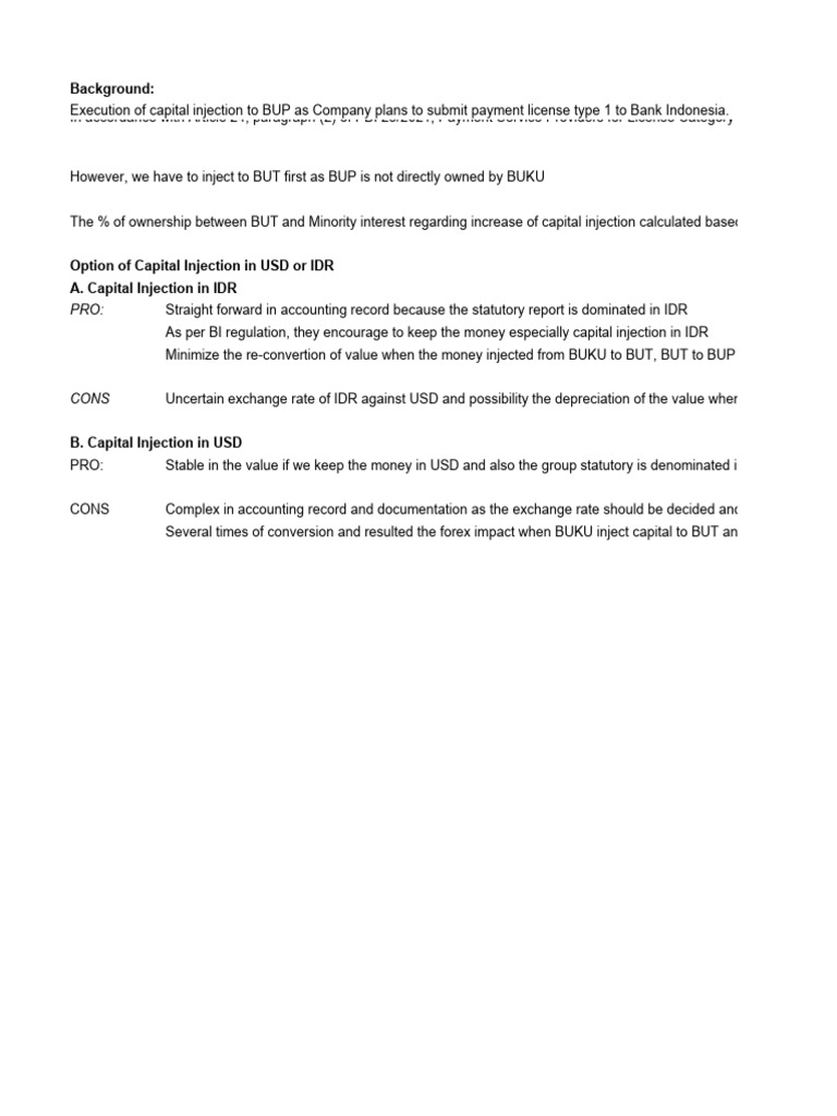 Capital Injection Strategy for BUP | PDF | Indonesian Rupiah | United ...