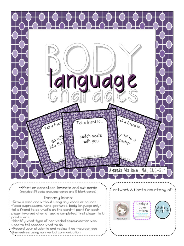 Non-Verbal Communication Card Game | PDF | Nonverbal Communication ...
