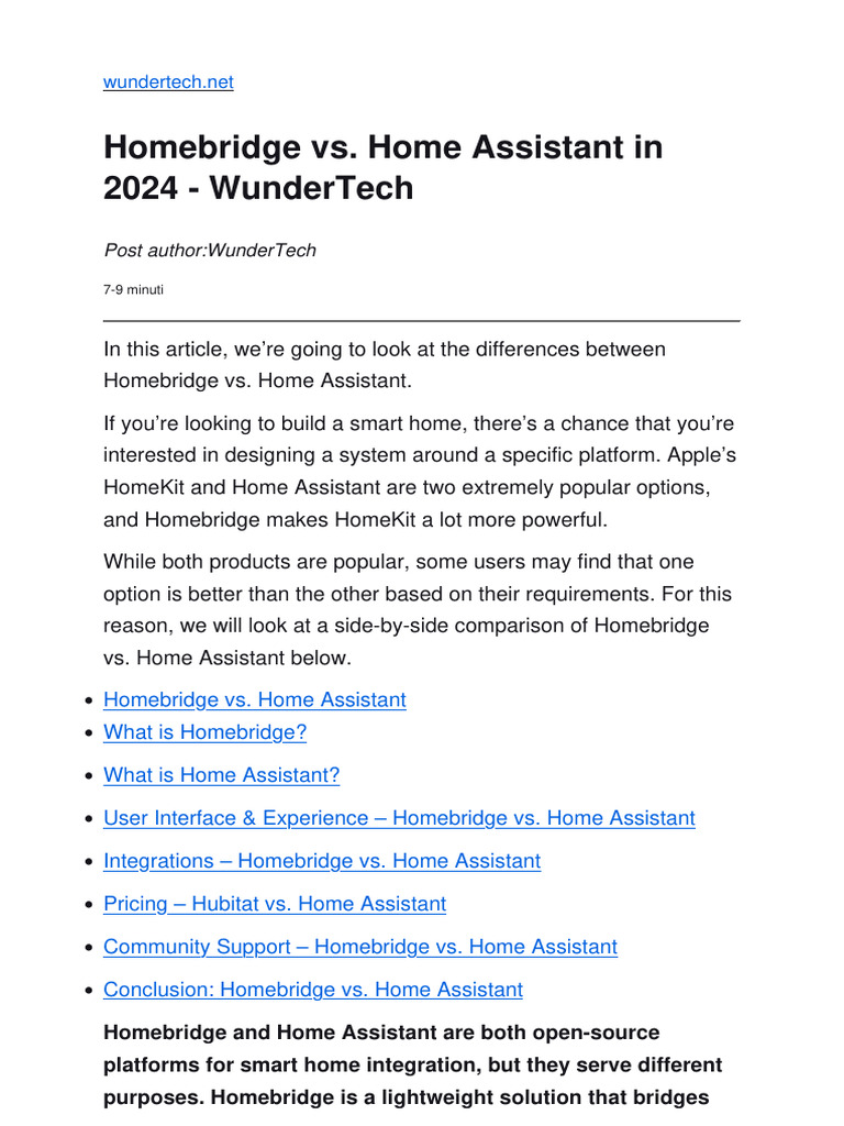 Homebridge vs Home Assistant Comparison | PDF | Home Automation ...