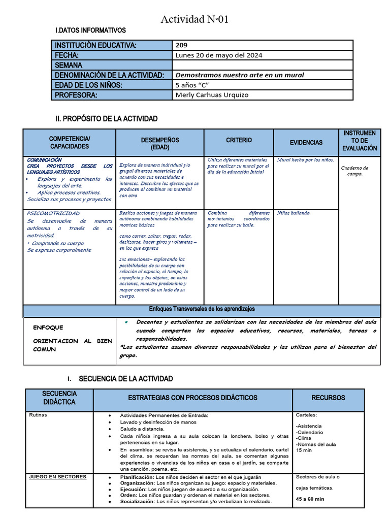 Actividades Del 20 Al 24 de Mayo Semana de La Educacion Inicial | PDF ...