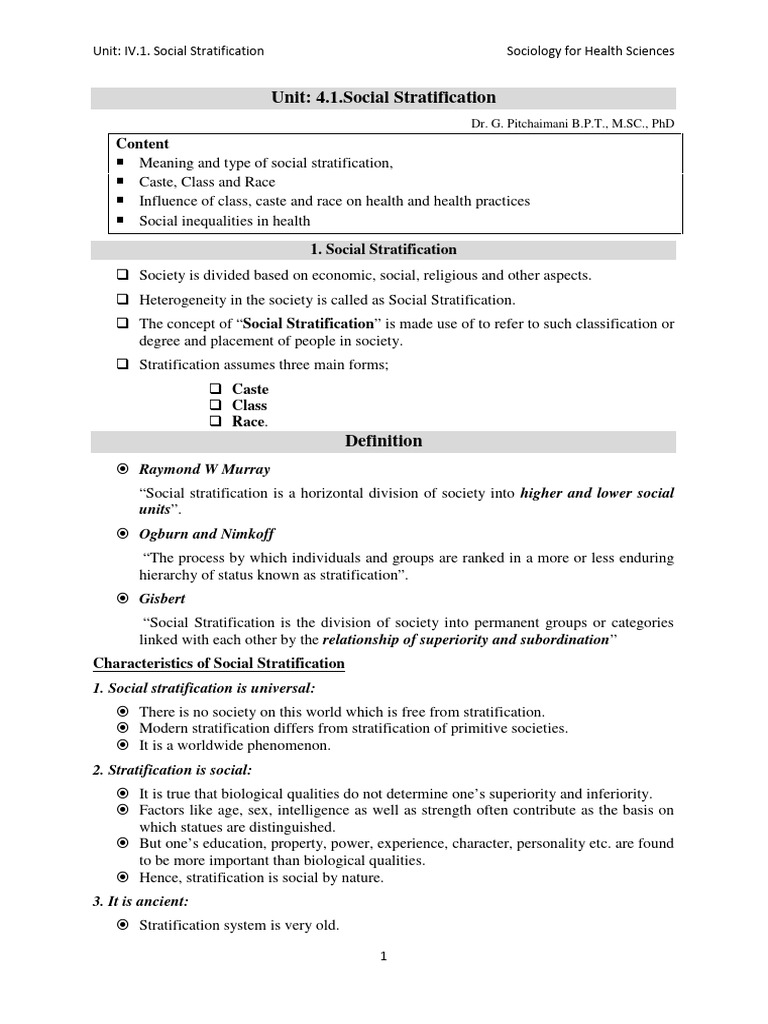 Understanding Social Stratification in Health | PDF | Caste | Health Equity
