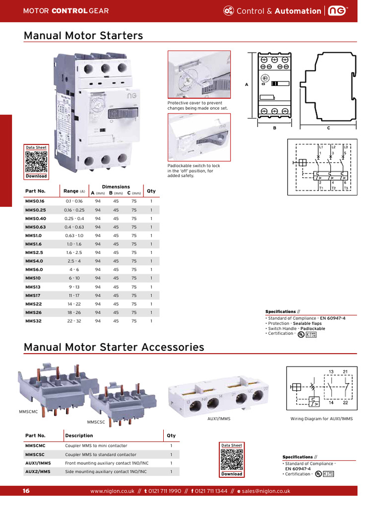 01-Manual-Motor-Starters-Accessories | PDF | Manufactured Goods | Vehicles