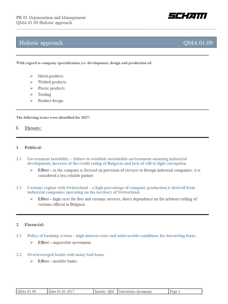 QMA 01.09 Holistic Approach en | PDF | European Union | Banks