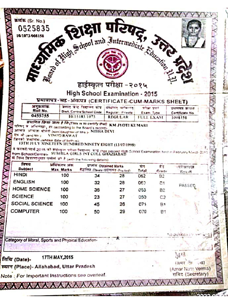 10 Mark Sheet Jyoti | PDF