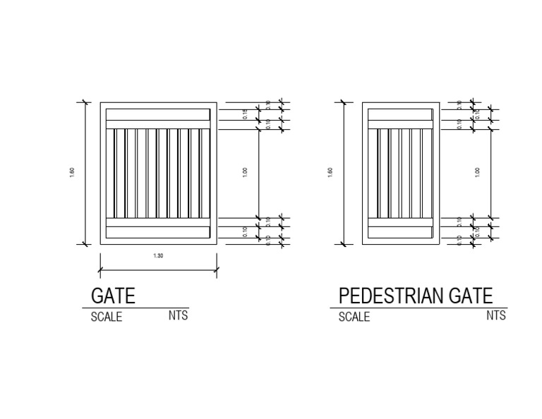 Pedestrian Gate Scale and NTS Details | PDF