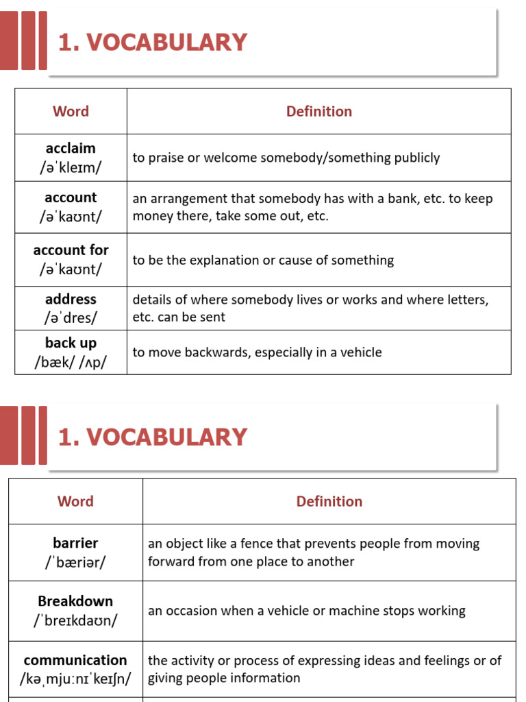 Essential Vocabulary Definitions Guide | PDF | Vocabulary | Human ...