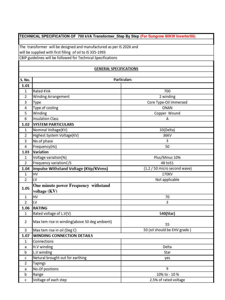 Transformer GTP700kVA PDF Transformer Power Engineering