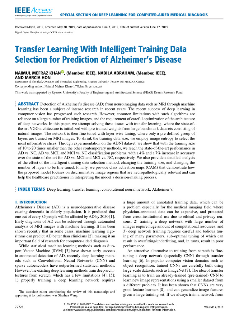 Transfer Learning for Alzheimer's Diagnosis | PDF | Deep Learning ...