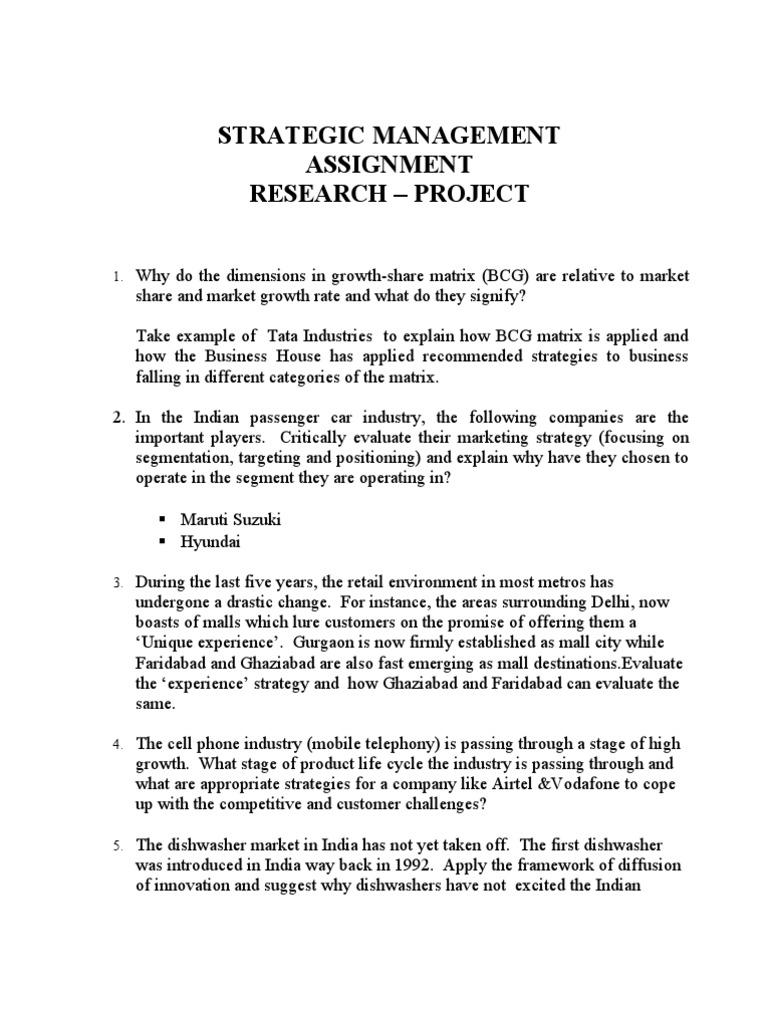 Strategic Management Assignment Overview | PDF | Strategic Management ...