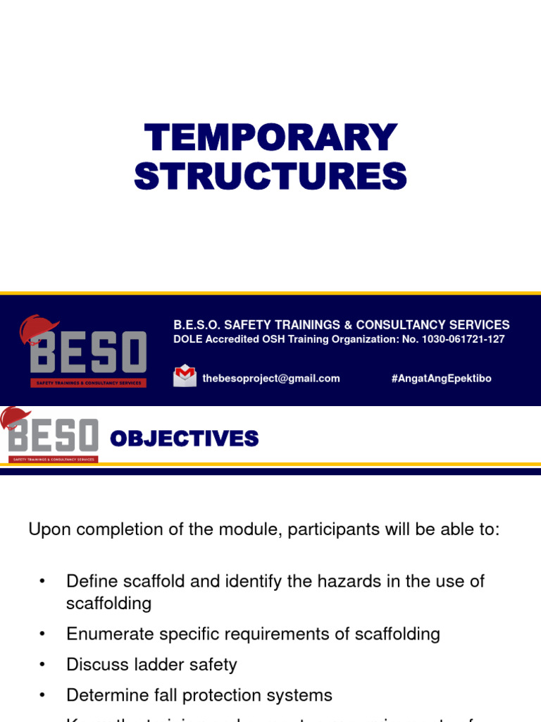 Topic 9 - Temporary Structures | PDF | Scaffolding | Ladder