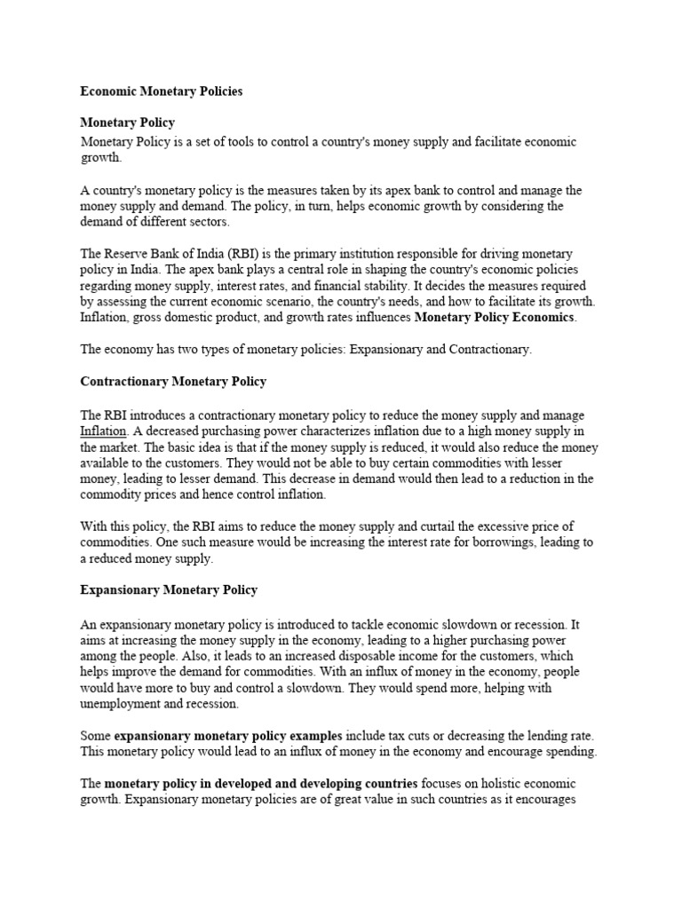 Understanding Monetary Policy Tools | PDF | Monetary Policy | Reserve ...