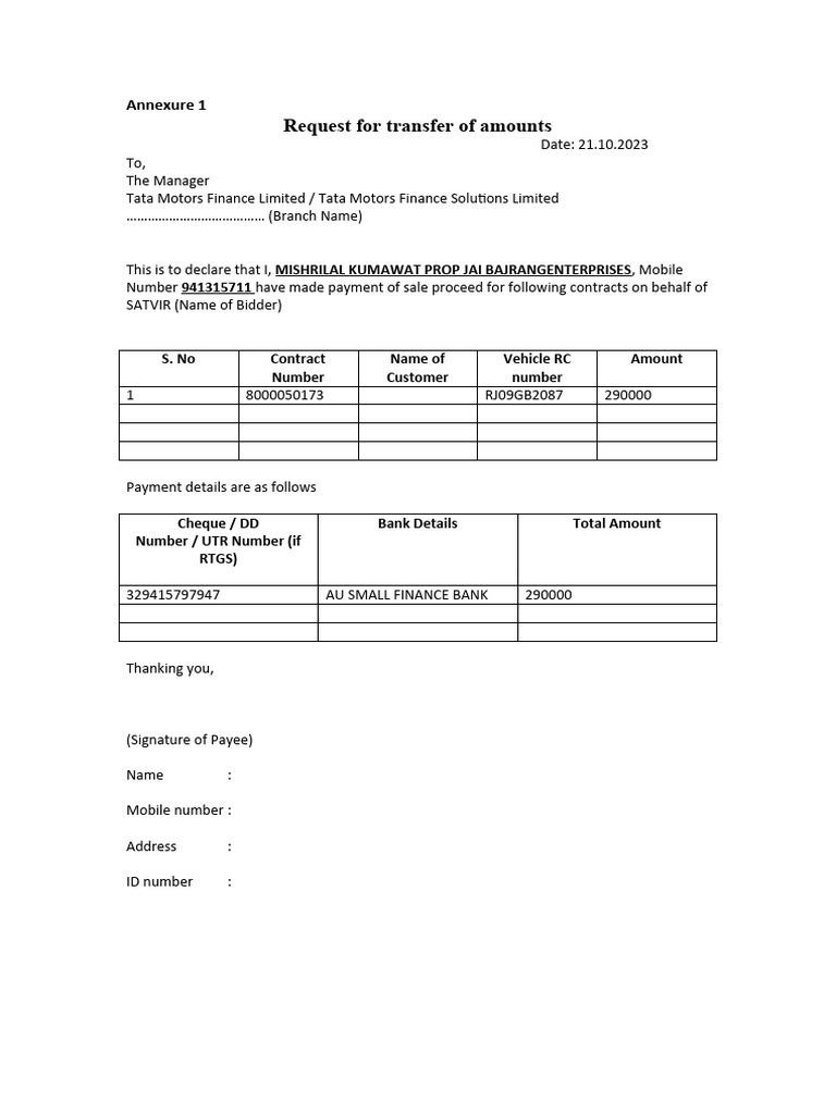 Third Party Payment Request Template | PDF | Finance & Money Management