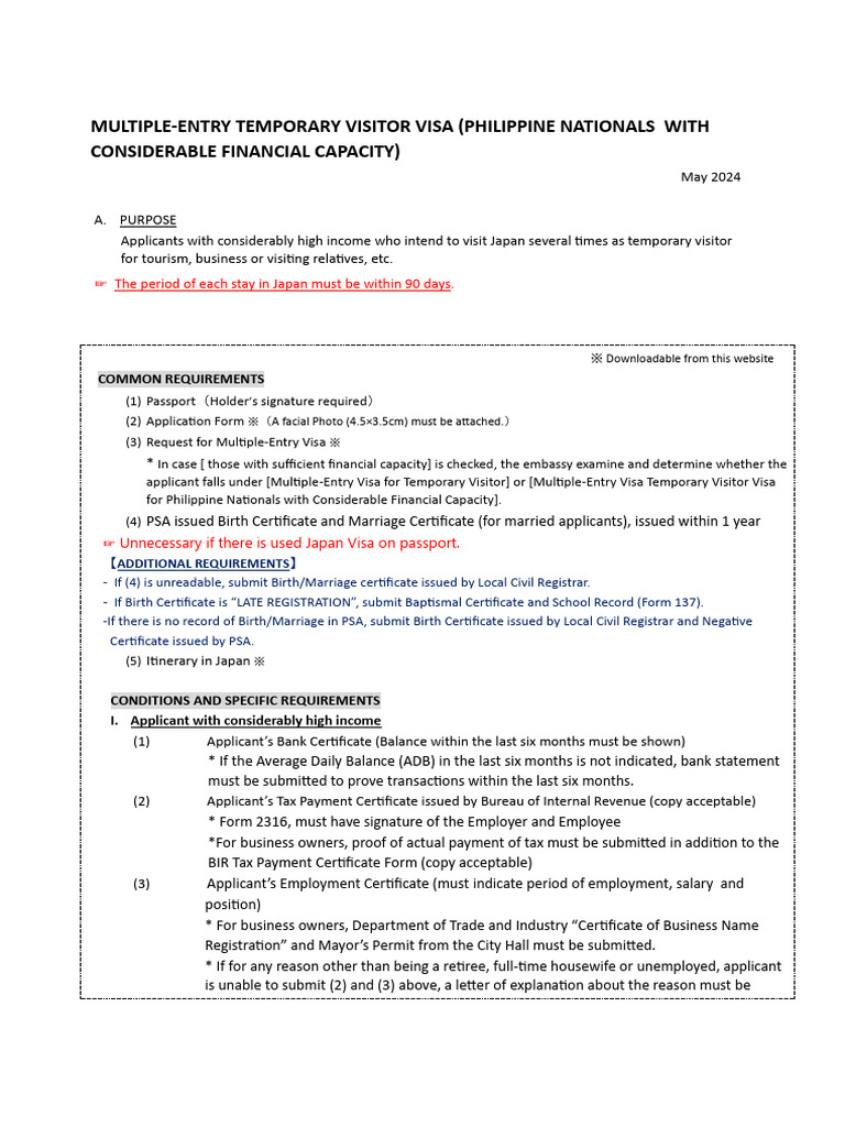 Japan Multiple-Entry Visa Guide for Filipinos | PDF | Travel Visa ...