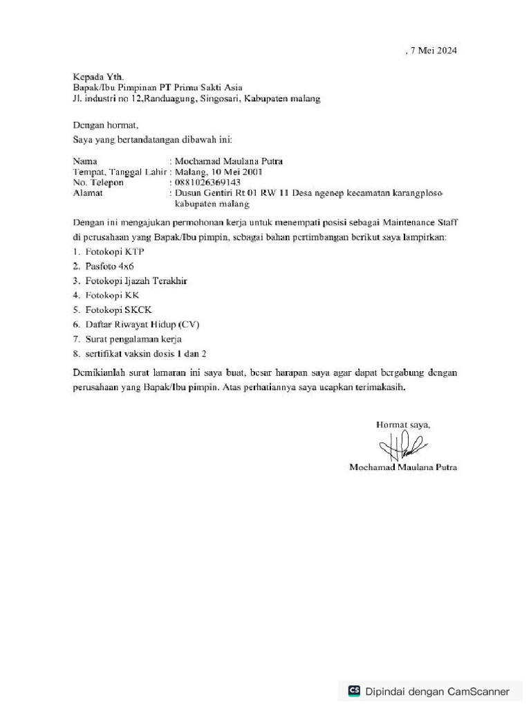 Maintenance Staff List