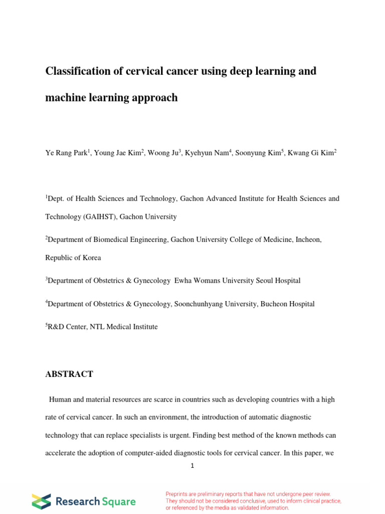 Classification of Cervical Cancer Using Deep Learn 2 | PDF | Machine ...