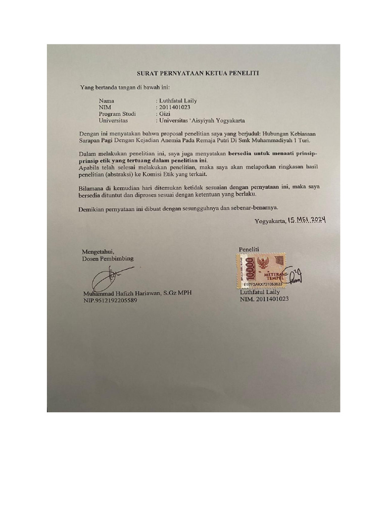 Surat Pernyataan | PDF