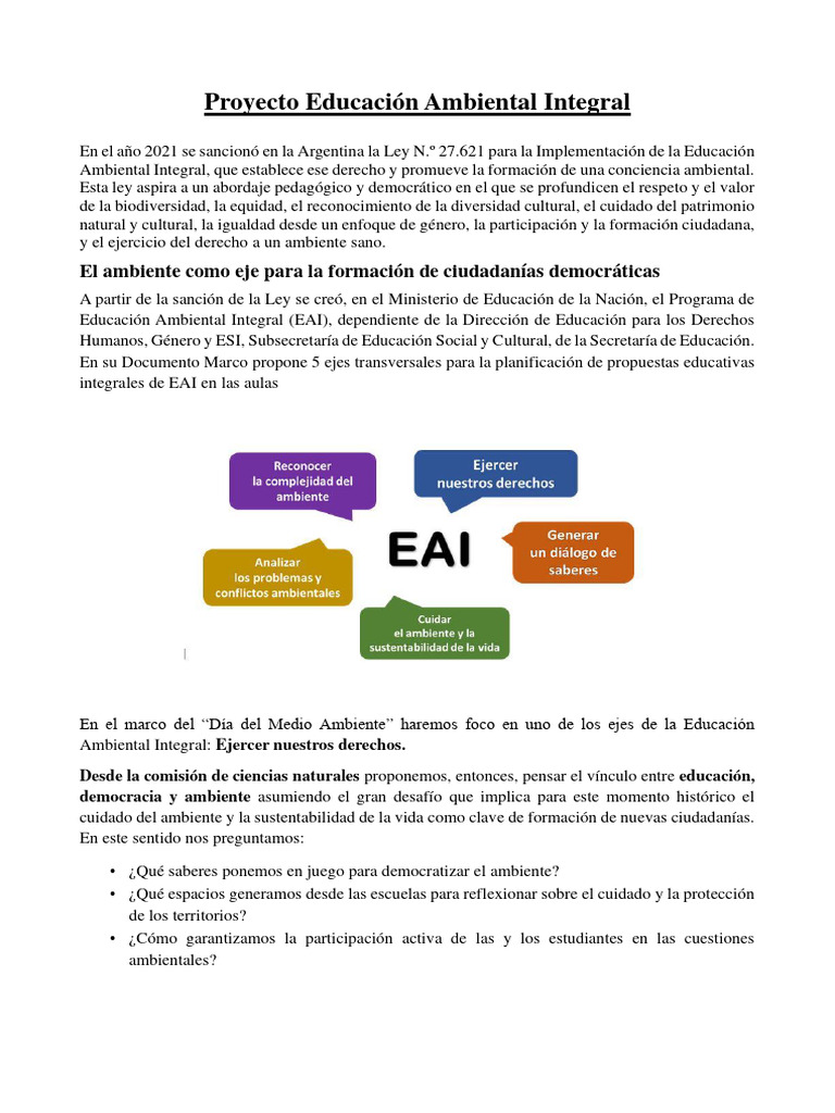 Proyecto Medio Ambiente | PDF | Entorno natural | Sustentabilidad