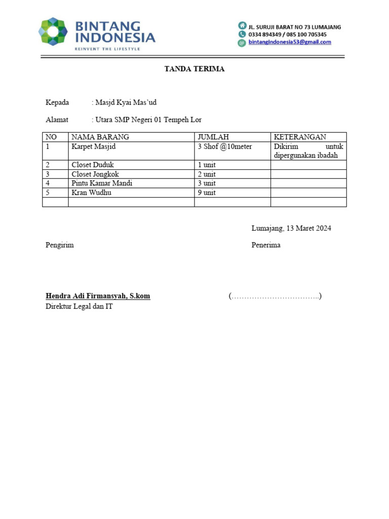 Tanda Terima Sumbangan Ke Masjid Pdf