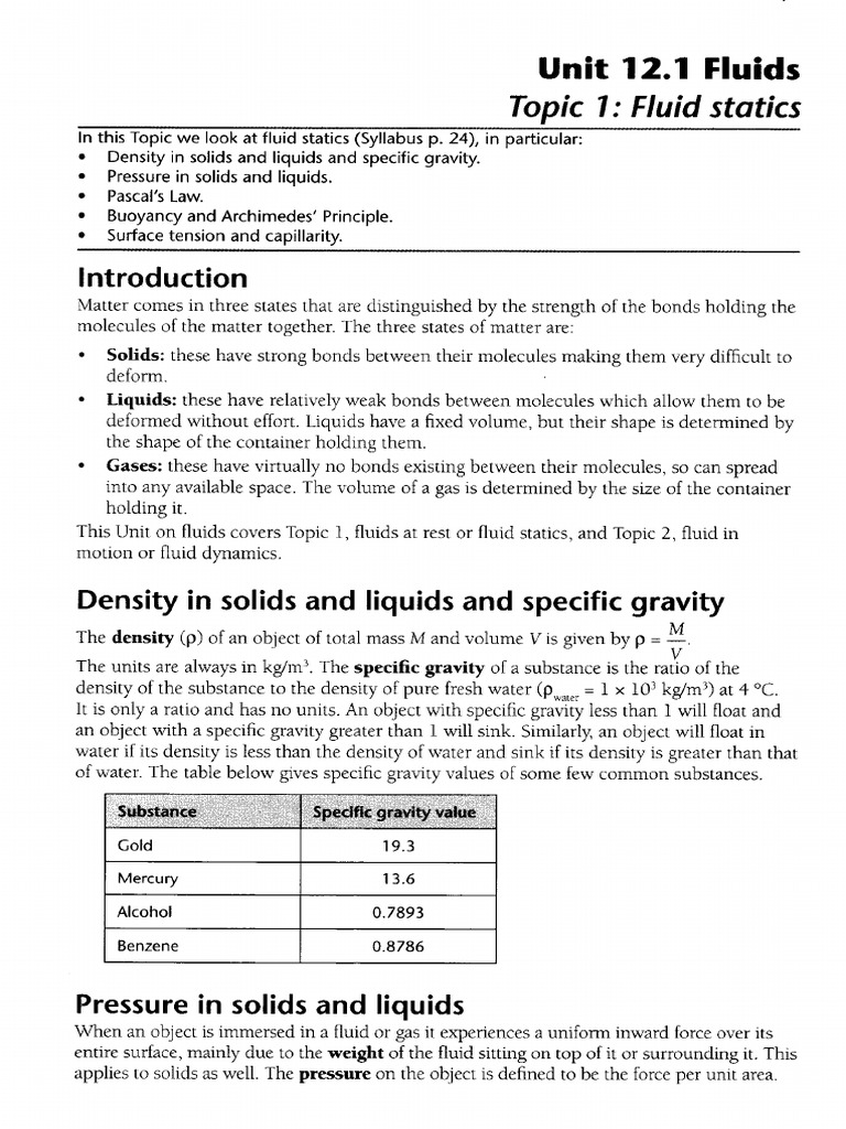 Fluid Statics: Key Concepts Explained | PDF | Buoyancy | Pressure