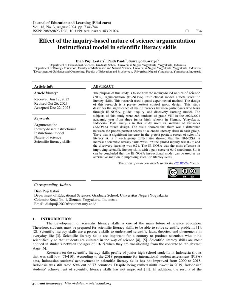 Effect of The Inquiry-Based Nature of Science Argumentation ...