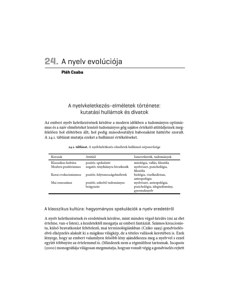 Pléh Csaba - A Nyelv Evolúciója | PDF