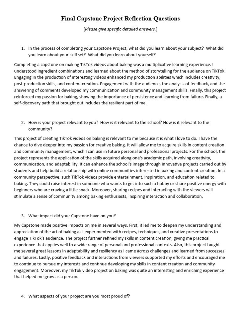 Capstone Final Reflection Pdf Creativity Communication