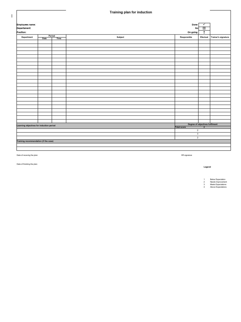 Induction Training Plan Template | PDF