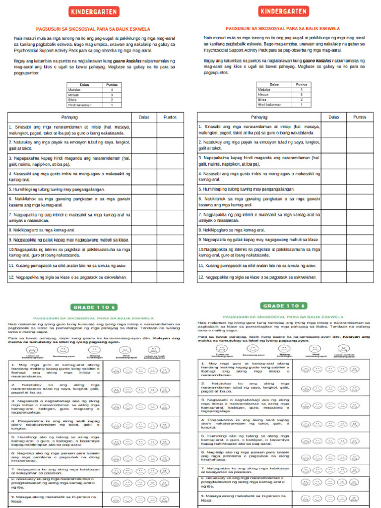 Psychosocial support evaluation tool pdf