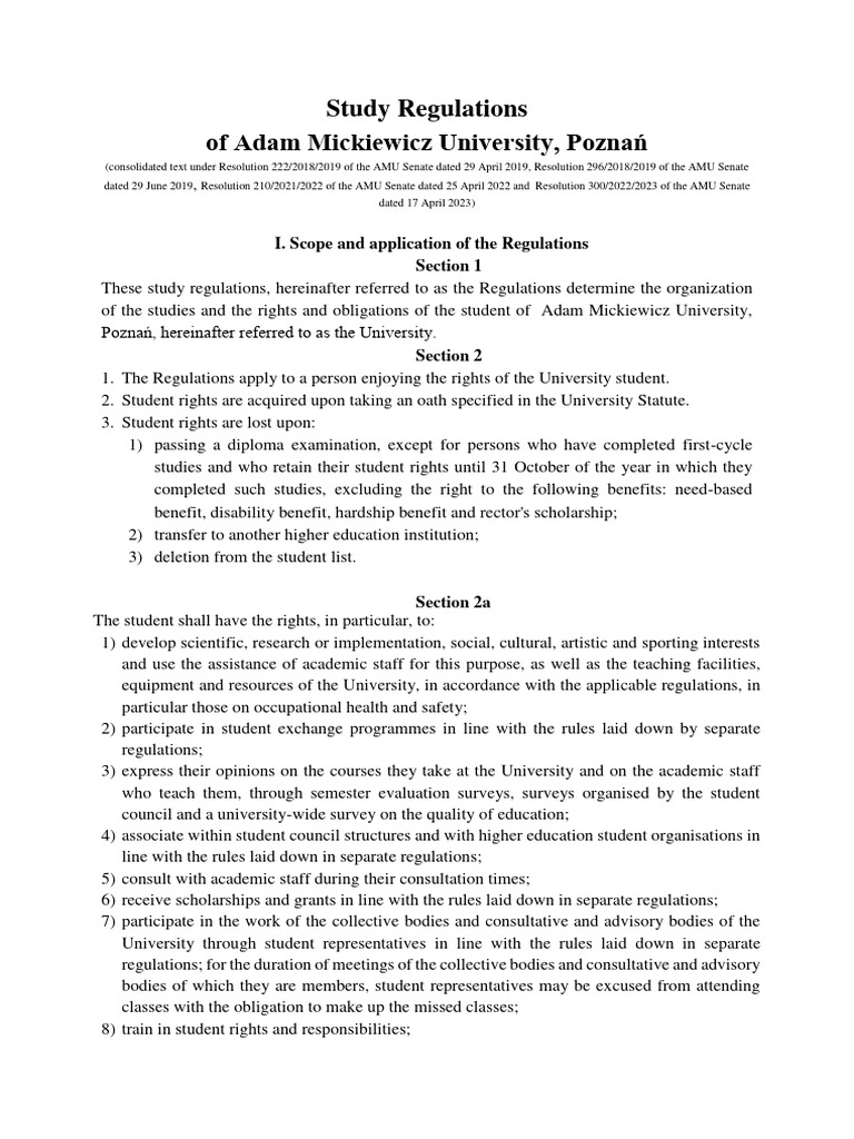 AMU Study Regulations 2023 ENG | PDF | Thesis | Academic Degree