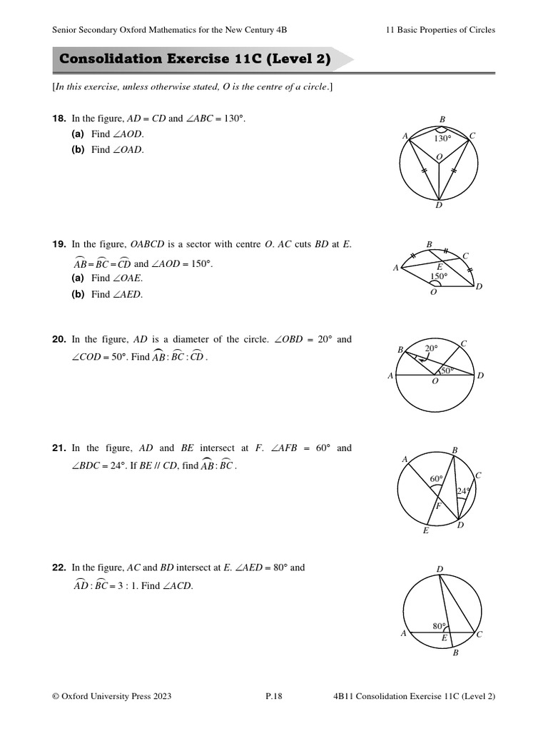 Basic Properties of Circles Exercises | PDF | Circle | Euclid