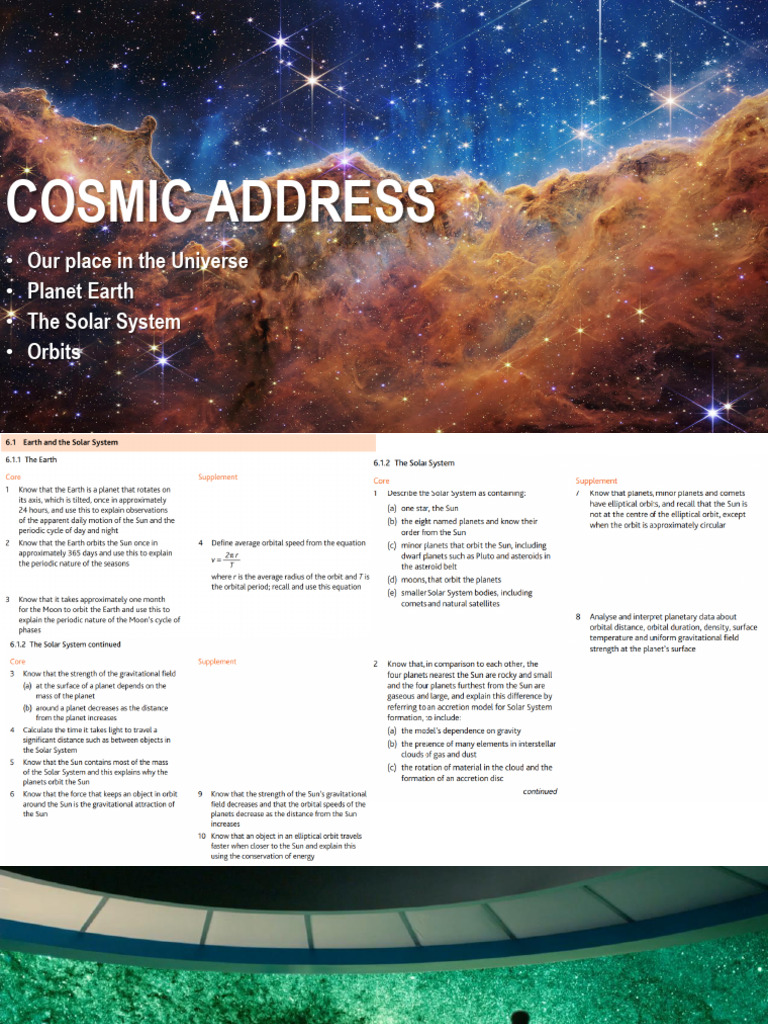 Understanding Earth's Cosmic Position | PDF | Solar System | Orbit