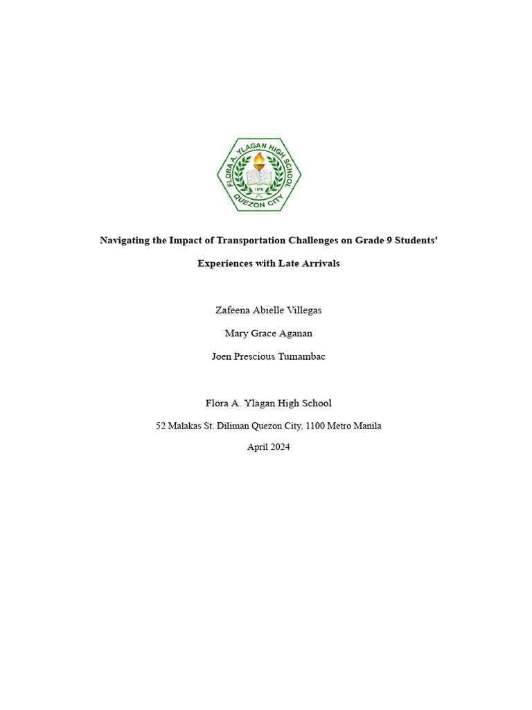 Transportation Challenges for Grade 9 Students | PDF | Transport ...