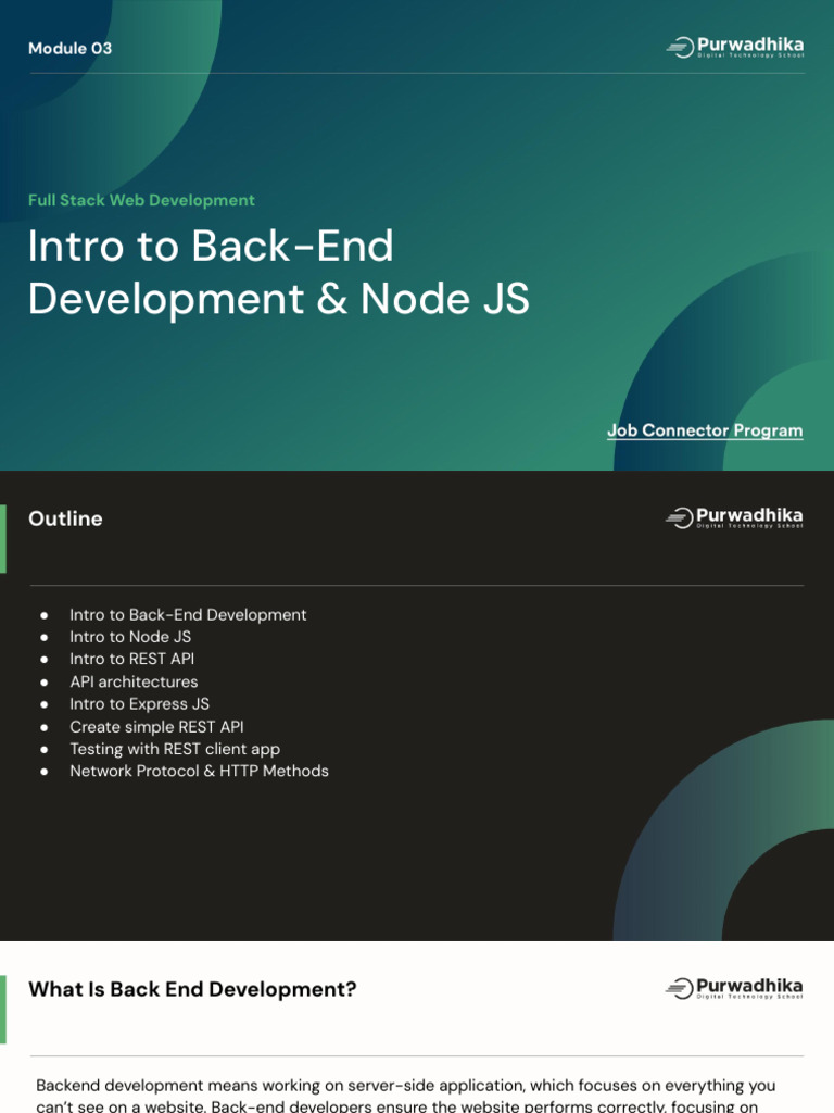 Intro To Back-End Dev & Node Js | PDF | World Wide Web | Internet & Web