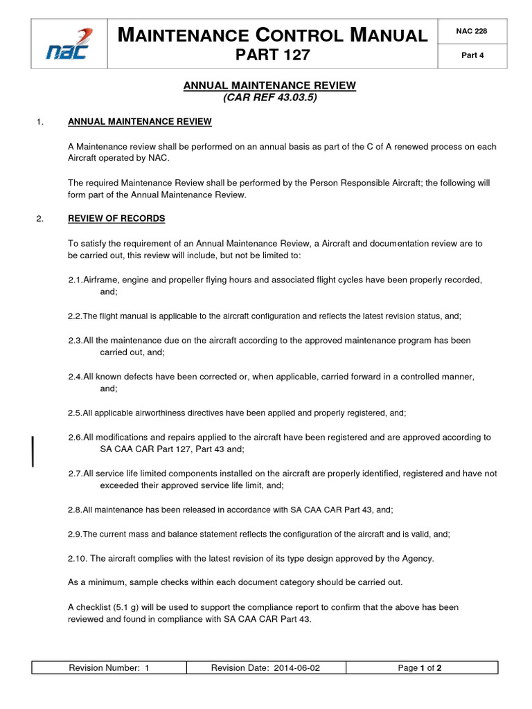 Annual Aircraft Maintenance Review Guide | PDF | Aviation | Transport