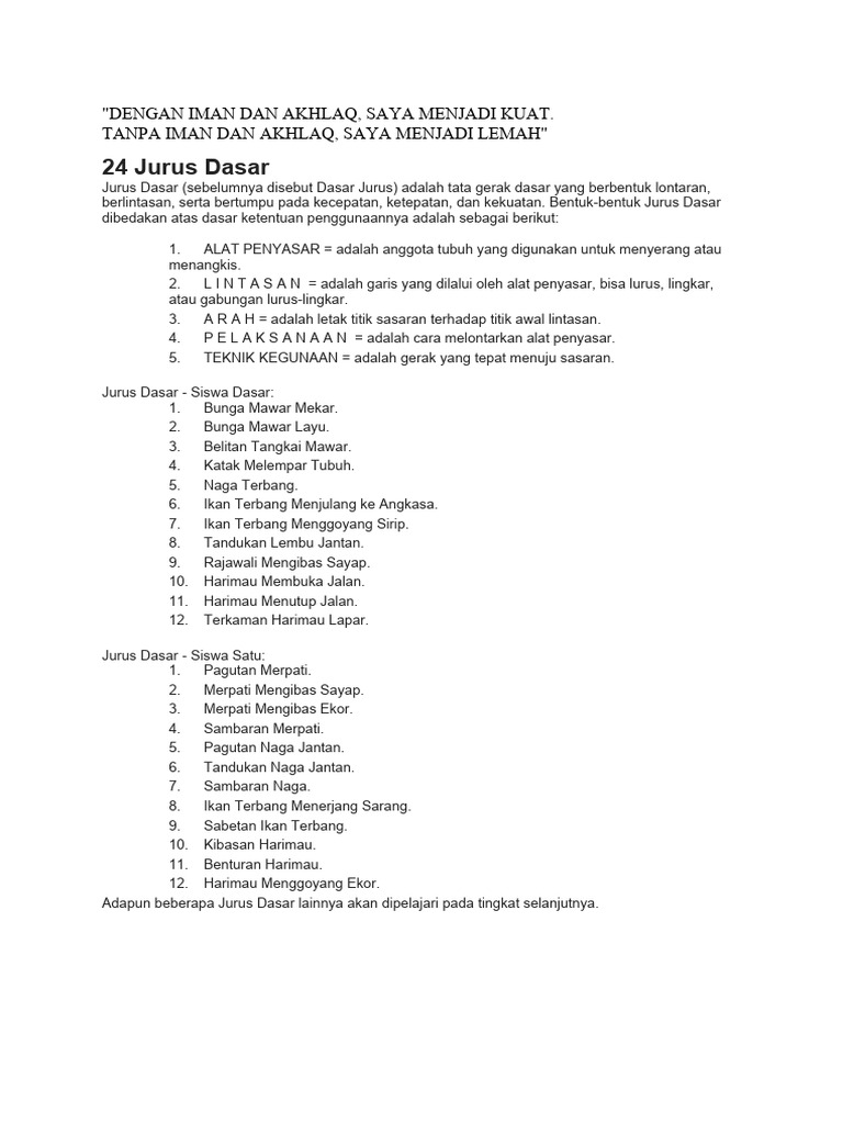 Jurus Dasar Tapak Suci | PDF