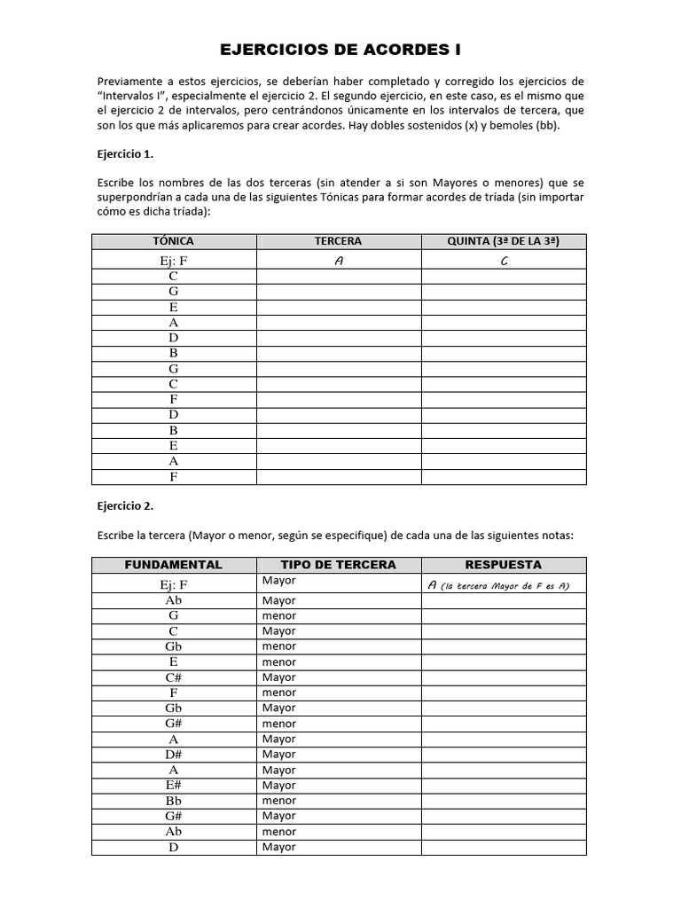 ejercicios-de-acordes-i | Descargar gratis PDF | Acorde (Música ...