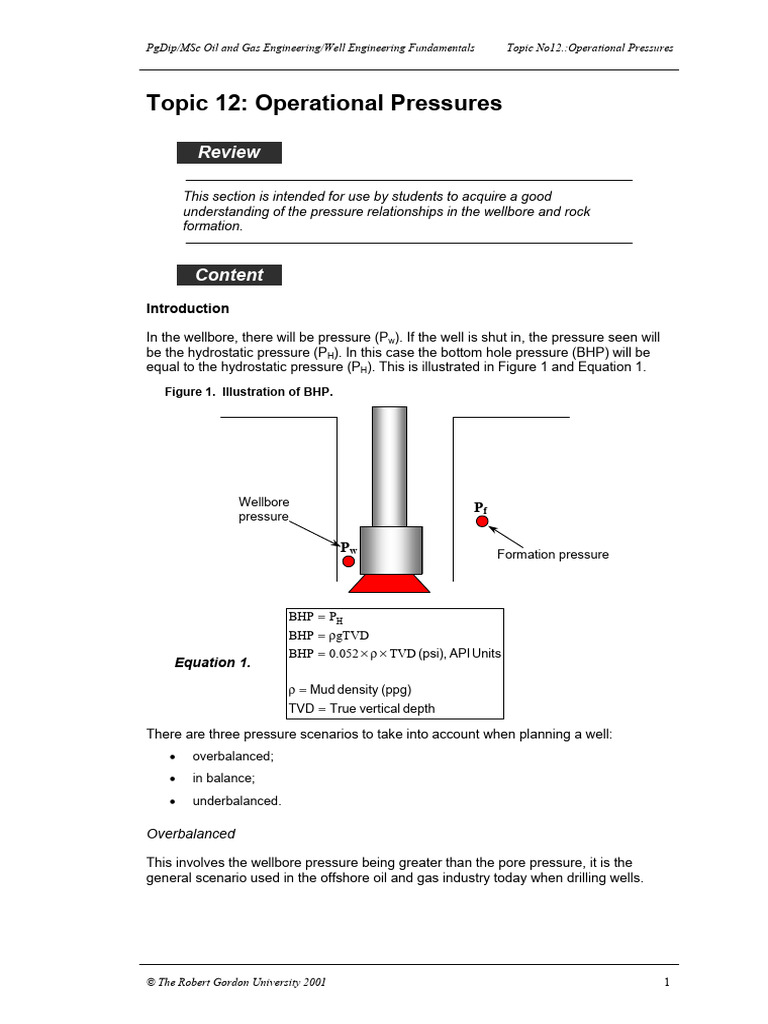 Understanding Operational Pressures in Wells | PDF | Pressure | Borehole