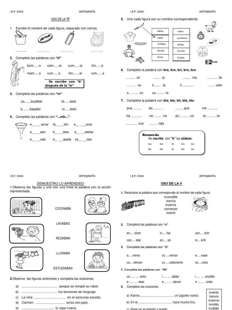 Uso de La B y V 2do Grado | PDF